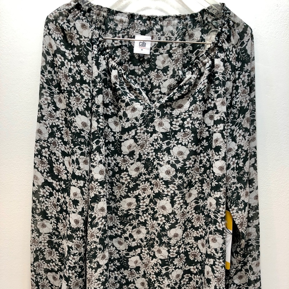 CAbi Long Sleeve Floral Peasant Blouse